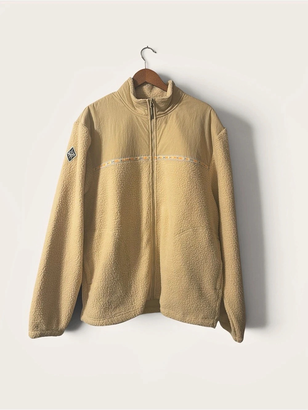 Retro prAna Hurricane Sherpa Fleece Jacket Men’s L Tan Full Zip Gorpcore NWT